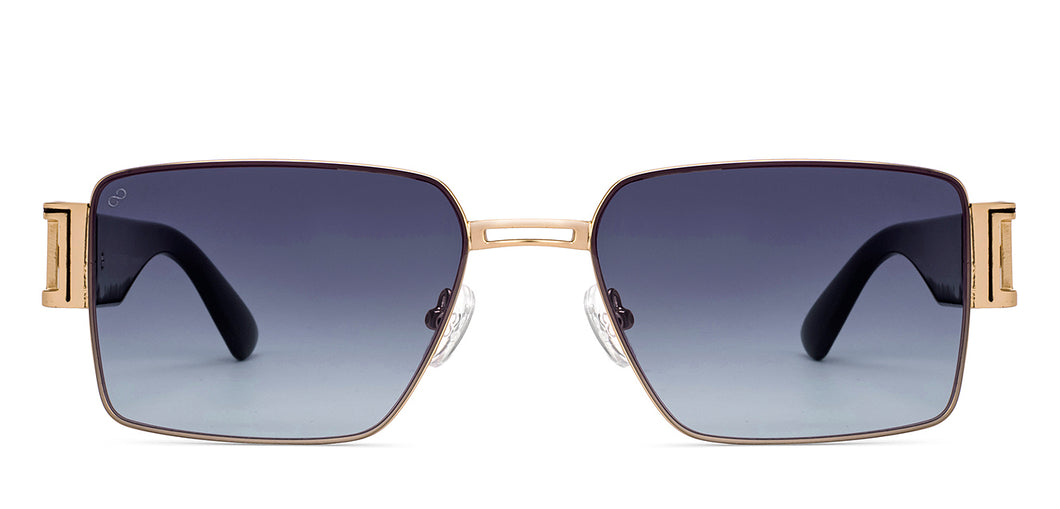 Gold Rectangle Full Rim Unisex Sunglasses by Vincent Chase Polarized-224454