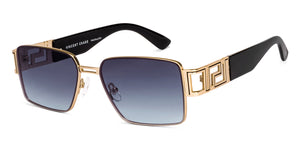 Gold Rectangle Full Rim Unisex Sunglasses by Vincent Chase Polarized-224454