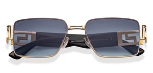 Gold Rectangle Full Rim Unisex Sunglasses by Vincent Chase Polarized-224454