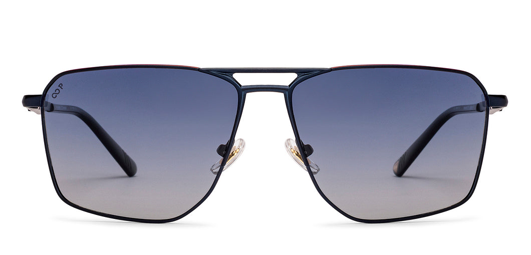 Navy Geometric Full Rim Unisex Sunglasses by Lenskart-235479