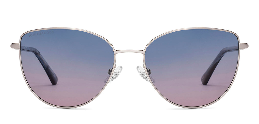 Silver Cat Eye Full Rim Women Sunglasses by John Jacobs-229409