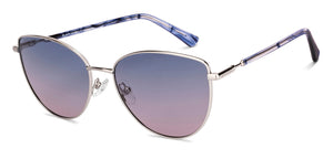 Silver Cat Eye Full Rim Women Sunglasses by John Jacobs-229409