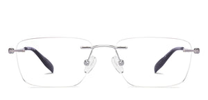 Blue Rectangle Rimless Unisex Eyeglasses by Vincent Chase-229218