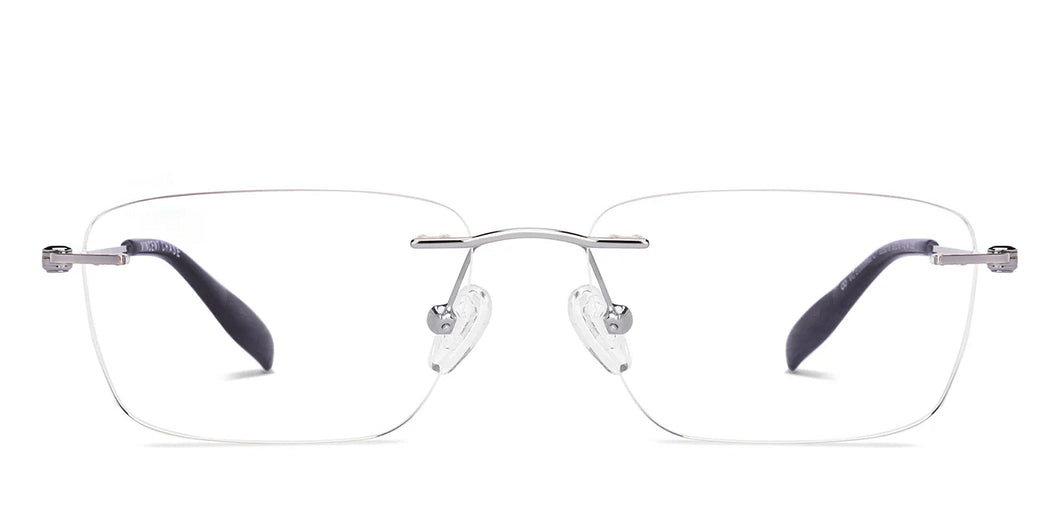 Blue Rectangle Rimless Unisex Eyeglasses by Vincent Chase-229218