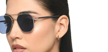 Load image into Gallery viewer, Silver Geometric Full Rim Unisex Sunglasses by Vincent Chase Polarized-213237