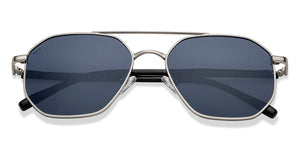 Silver Geometric Full Rim Unisex Sunglasses by Vincent Chase Polarized-213237