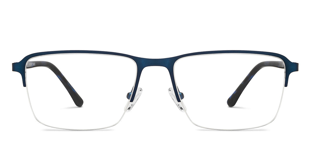Blue Rectangle Half Rim Unisex Eyeglasses by Vincent Chase-207976