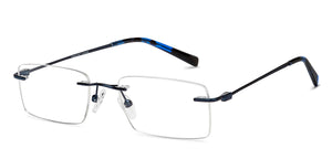 Blue Rectangle Rimless Unisex Eyeglasses by Vincent Chase Online-201316