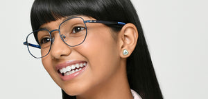 Blue Geometric Full Rim Kids Eyeglasses by Hooper-223263