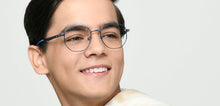 Load image into Gallery viewer, Blue Geometric Full Rim Kids Eyeglasses by Hooper-223263