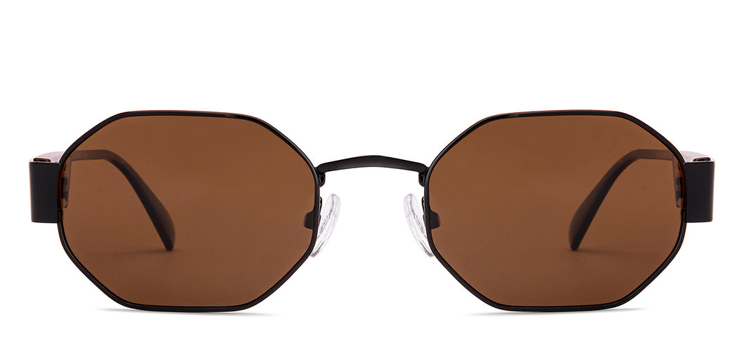 Black Hexagonal Full Rim Unisex Sunglasses by Lenskart-232004