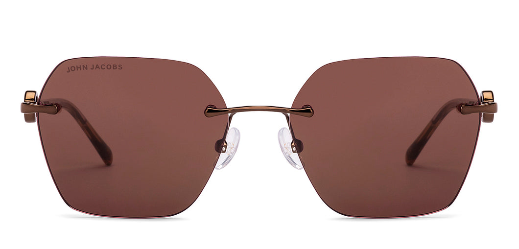 Copper Geometric Rimless Women Sunglasses by John Jacobs-229247