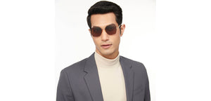 Gold Black Geometric Full Rim Unisex Sunglasses by Vincent Chase Polarized-206761