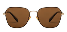 Load image into Gallery viewer, Gold Black Geometric Full Rim Unisex Sunglasses by Vincent Chase Polarized-206761