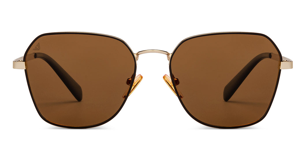 Gold Black Geometric Full Rim Unisex Sunglasses by Vincent Chase Polarized-206761