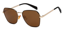 Load image into Gallery viewer, Gold Black Geometric Full Rim Unisex Sunglasses by Vincent Chase Polarized-206761