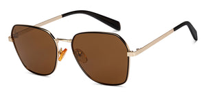Gold Black Geometric Full Rim Unisex Sunglasses by Vincent Chase Polarized-206761