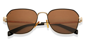 Gold Black Geometric Full Rim Unisex Sunglasses by Vincent Chase Polarized-206761
