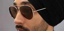 Load image into Gallery viewer, Gold Aviator Full Rim Men Sunglasses by John Jacobs-212537