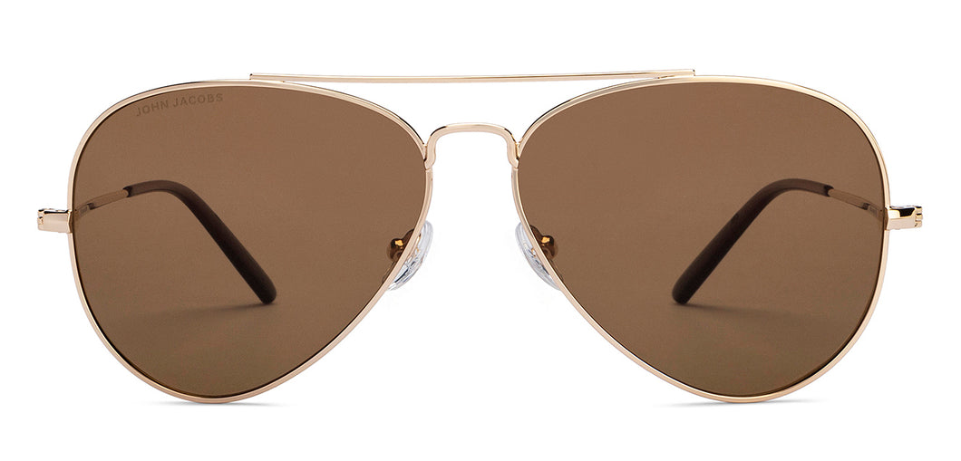 Gold Aviator Full Rim Men Sunglasses by John Jacobs-212537