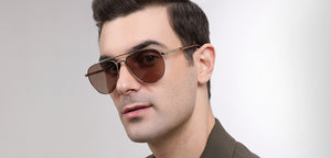 Gold Aviator Full Rim Unisex Sunglasses by John Jacobs-223168