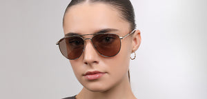 Gold Aviator Full Rim Unisex Sunglasses by John Jacobs-223168