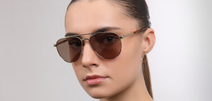 Gold Aviator Full Rim Unisex Sunglasses by John Jacobs-223168