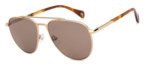 Gold Aviator Full Rim Unisex Sunglasses by John Jacobs-223168