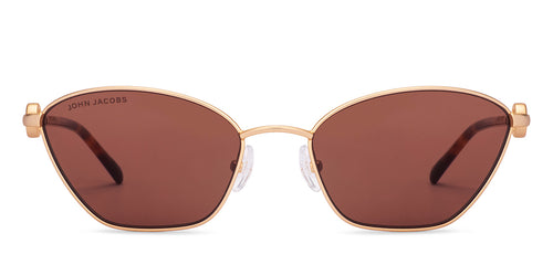 Gold Cat Eye Full Rim Women Sunglasses by John Jacobs-229245