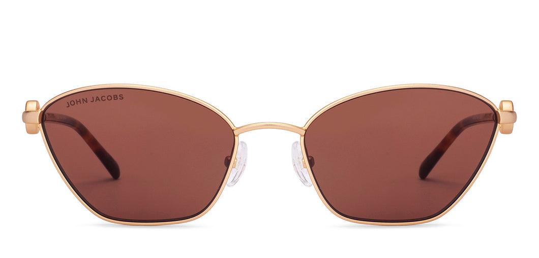 Gold Cat Eye Full Rim Women Sunglasses by John Jacobs-229245