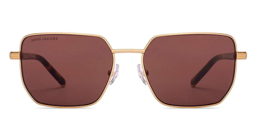 Gold Geometric Full Rim Men Sunglasses by John Jacobs-229259