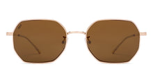 Load image into Gallery viewer, Gold Geometric Full Rim Unisex Sunglasses by Vincent Chase-226235