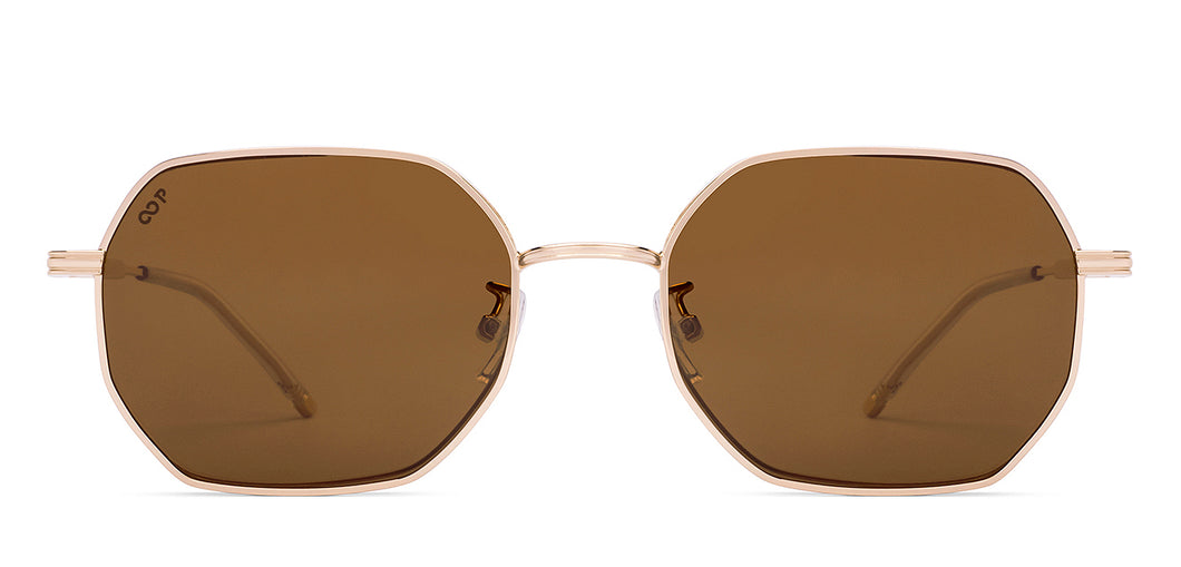 Gold Geometric Full Rim Unisex Sunglasses by Vincent Chase-226235