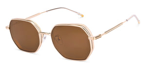 Gold Geometric Full Rim Unisex Sunglasses by Vincent Chase-226235