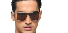 Load image into Gallery viewer, Gold Rectangle/ Square Full Rim Unisex Sunglasses by Lenskart STUDIO-216057
