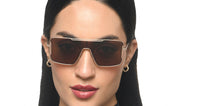 Load image into Gallery viewer, Gold Rectangle/ Square Full Rim Unisex Sunglasses by Lenskart STUDIO-216057