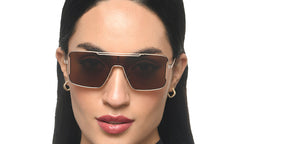 Gold Rectangle/ Square Full Rim Unisex Sunglasses by Lenskart STUDIO-216057