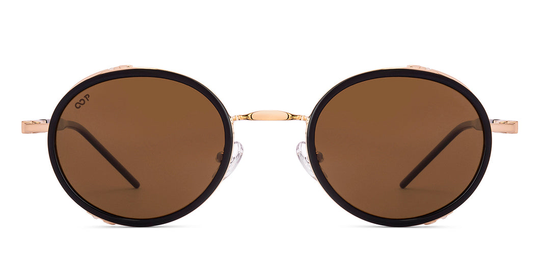 Gold Round Full Rim Unisex Sunglasses by Vincent Chase-226233