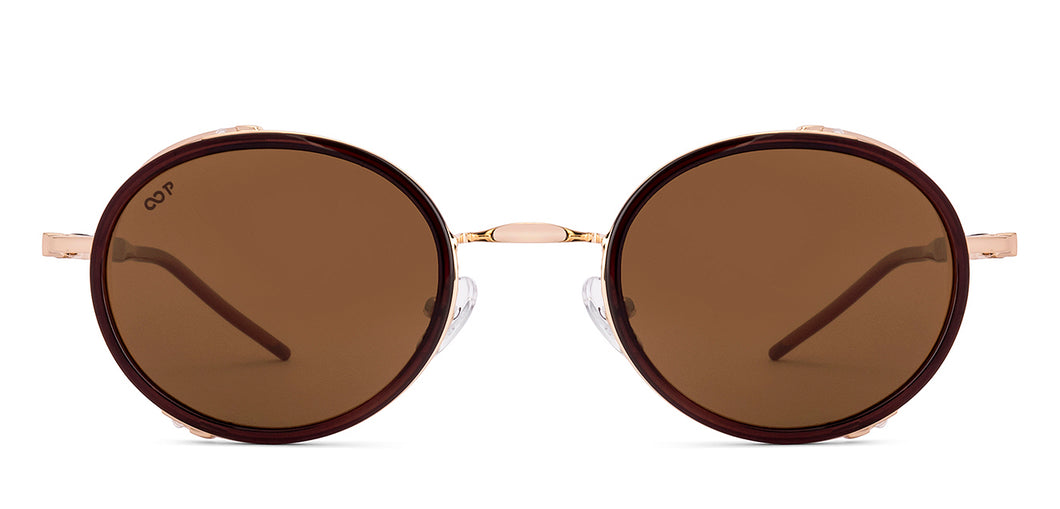 Gold Round Full Rim Unisex Sunglasses by Vincent Chase-226234