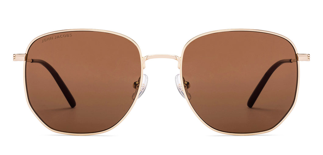 Gold Square Full Rim Men Sunglasses by John Jacobs-222775