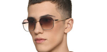 Load image into Gallery viewer, Brown Rectangle/ Square Rimless Unisex Sunglasses by Vincent Chase-216040