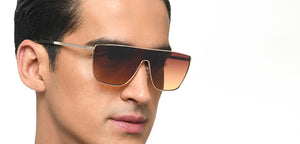Gold Rectangle/ Square Full Rim Unisex Sunglasses by Lenskart STUDIO-216050