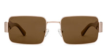 Load image into Gallery viewer, Gold Rectangle Full Rim Unisex Sunglasses by Lenskart-222741