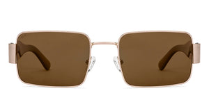 Gold Rectangle Full Rim Unisex Sunglasses by Lenskart-222741