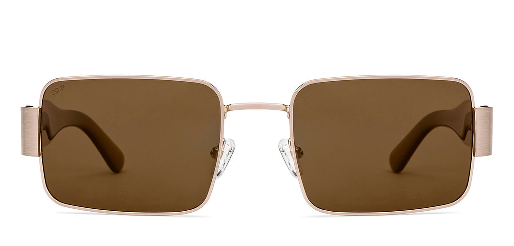 Gold Rectangle Full Rim Unisex Sunglasses by Lenskart-222741
