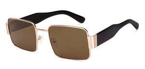 Gold Rectangle Full Rim Unisex Sunglasses by Lenskart-222741