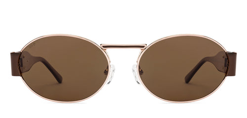Gold Round Full Rim Unisex Sunglasses by Lenskart-222729