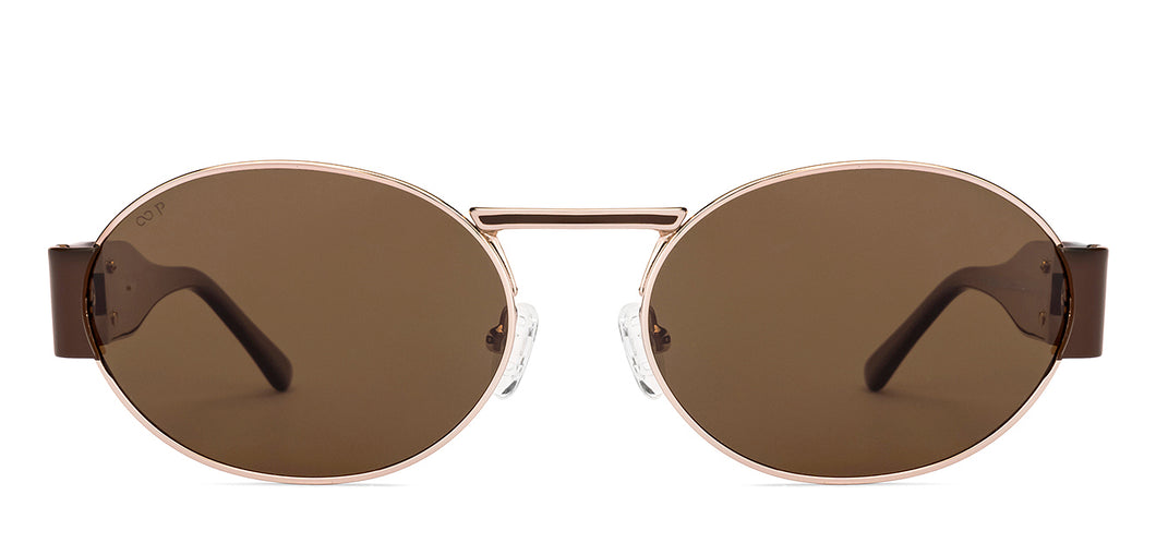 Gold Round Full Rim Unisex Sunglasses by Lenskart-222729