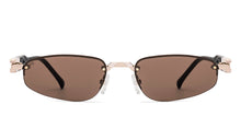 Load image into Gallery viewer, Gold Geometric Rimless Unisex Sunglasses by Lenskart-222751