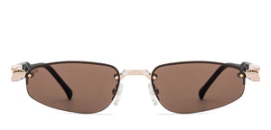 Gold Geometric Rimless Unisex Sunglasses by Lenskart-222751